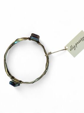 Elly Preston Margot Gold Iridescent Crystal Bangle Bracelet - Amethyst/Emerald